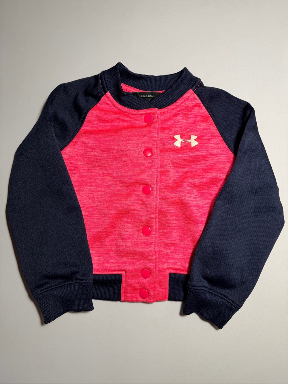 Under Armour Girls 4T Pink & Navy Snap-Front Athletic Jacket